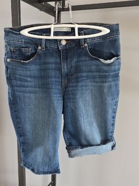 Levi's Dark Blue Cropped Denim Bermuda Shorts